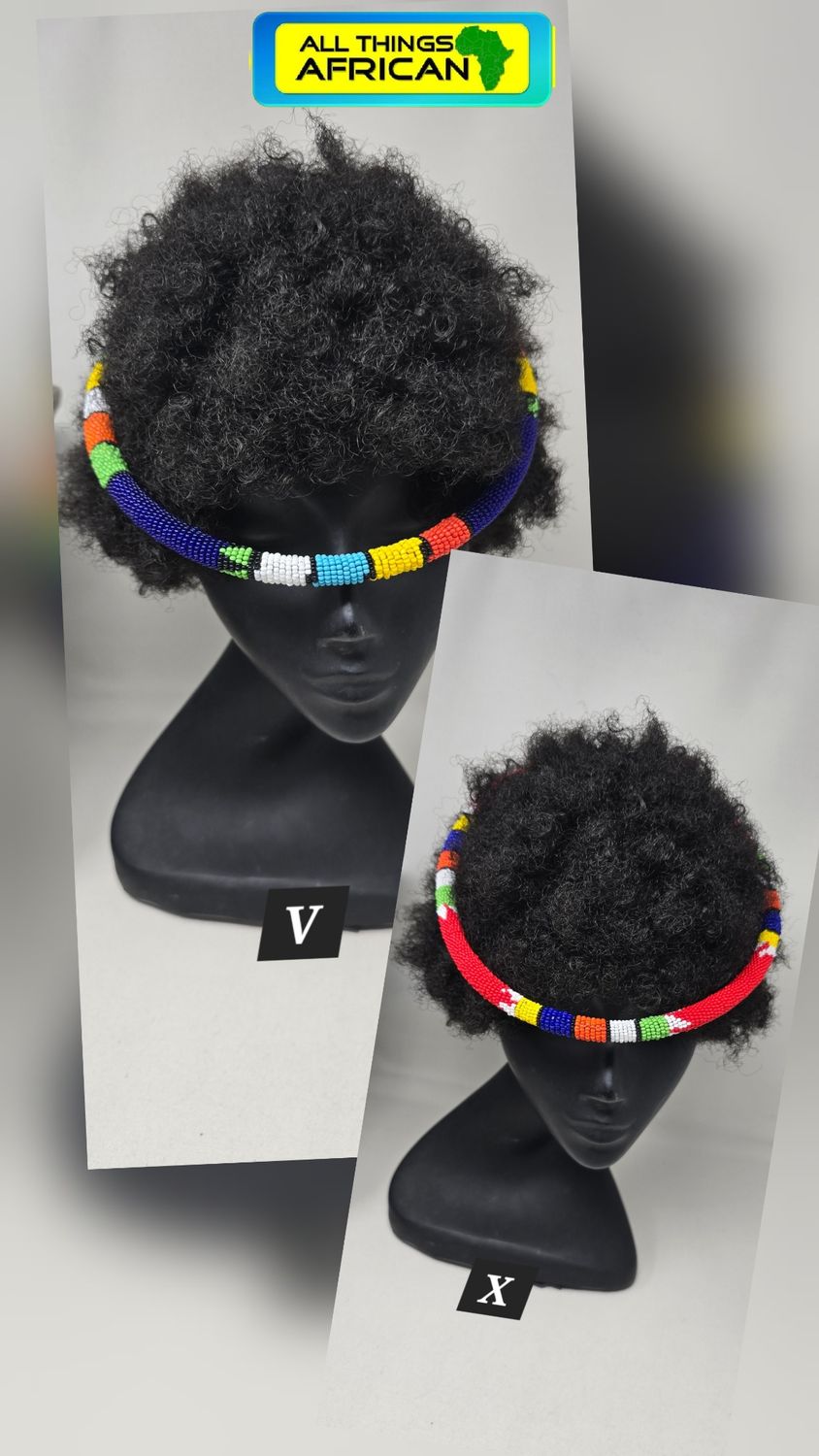 African Rainbow Beaded Headbands | Handmade Colourful Cultural Hair Accessories- Malodi -  Price £16 each Both £26