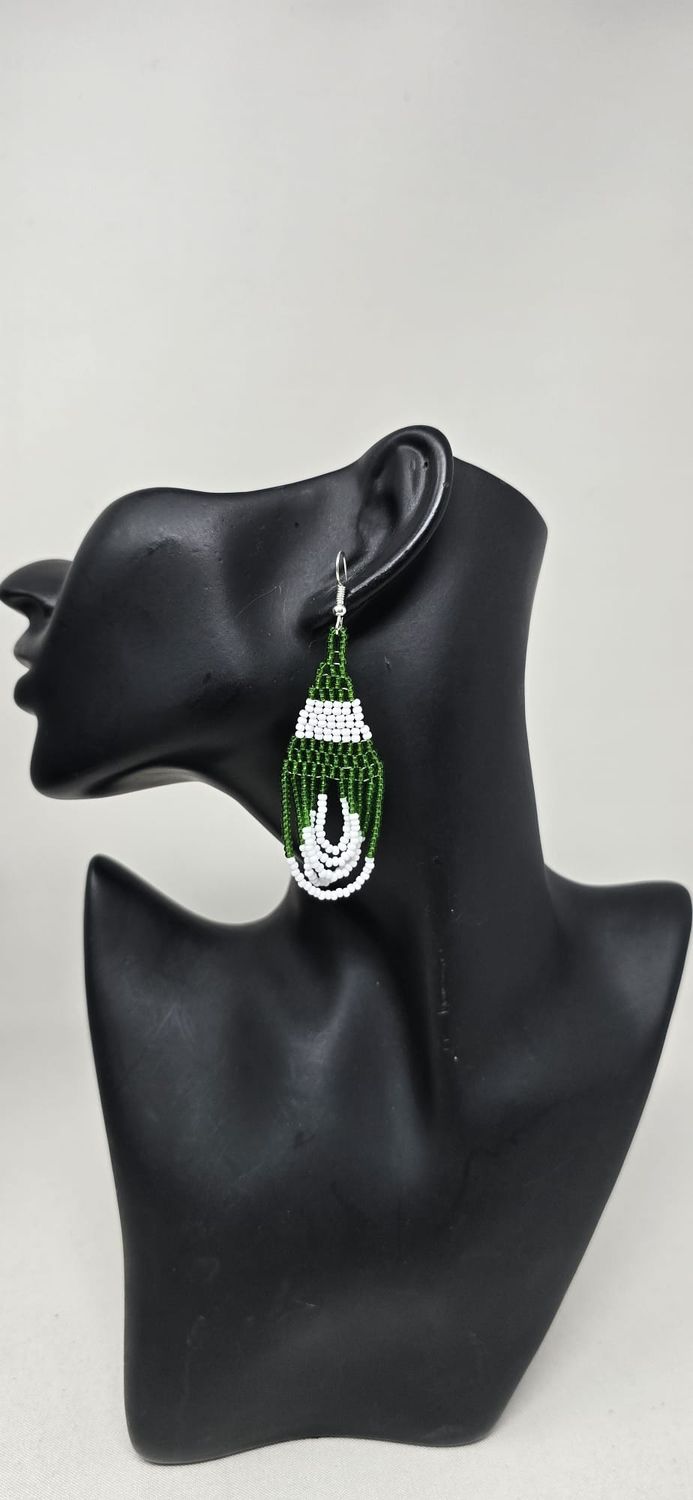 Nigeria Flag Handmade Beaded Earrings | Wear Nigerian Pride and Support African Makers- Nidel
