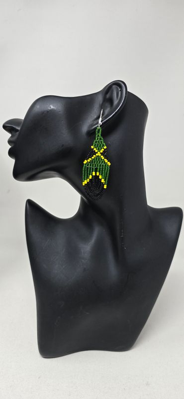 Jamaica Flag Handmade Beaded Earrings | Caribbean Pride Meets African Craftsmanship - Jalia