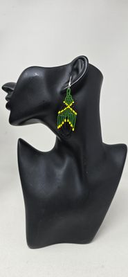 Jamaica Flag Handmade Beaded Earrings | Caribbean Pride Meets African Craftsmanship - Jalia