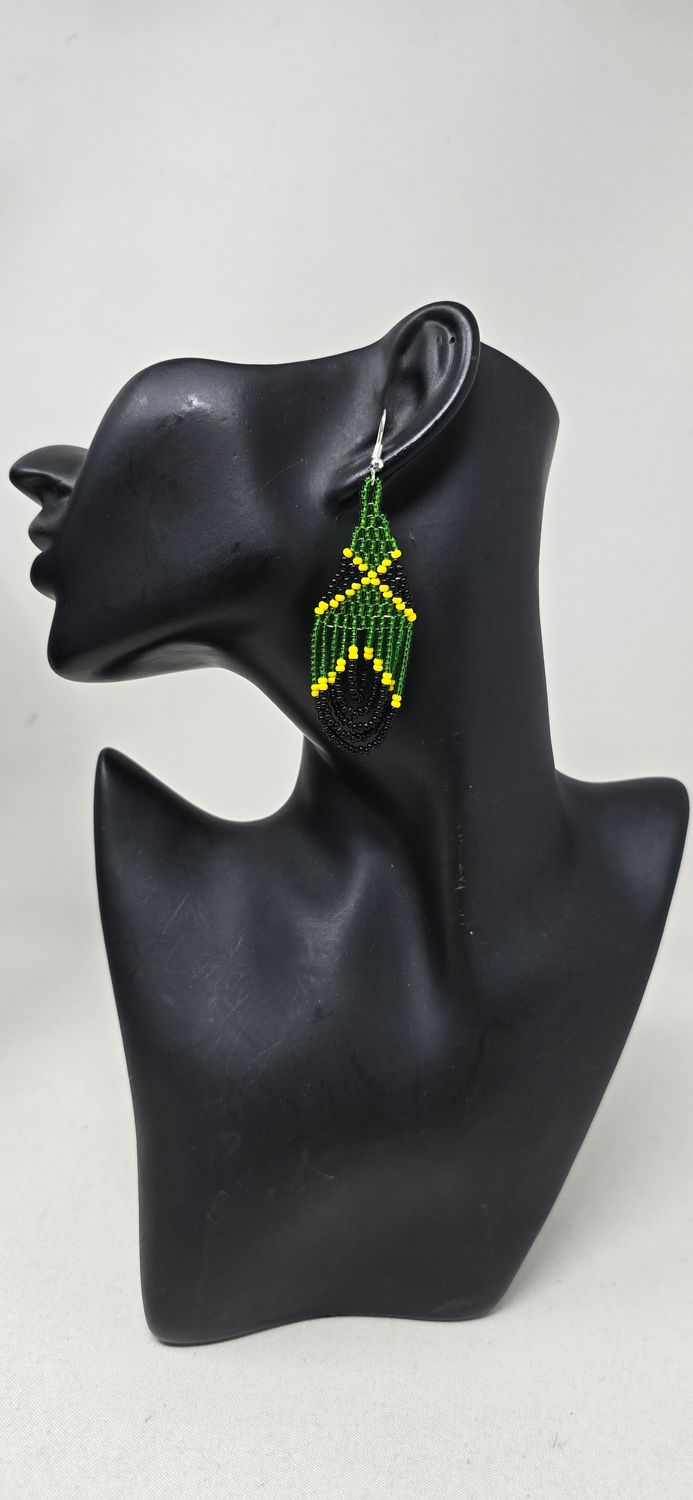 Jamaica Flag Handmade Beaded Earrings | Caribbean Pride Meets African Craftsmanship - Jalia
