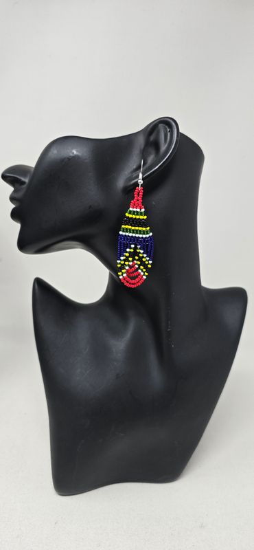 South Africa Flag Handmade Beaded Earrings | Celebrate Your Heritage &amp; Support a Tanzanian Artisan- Samama
