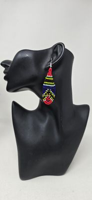 South Africa Flag Handmade Beaded Earrings | Celebrate Your Heritage &amp; Support a Tanzanian Artisan- Samama