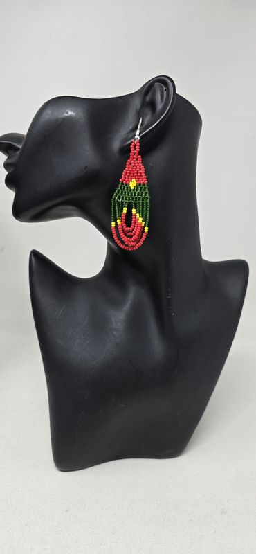 Burkina Faso Flag Handmade Beaded Earrings | Wear Your Heritage, Empower African Makers - Burka