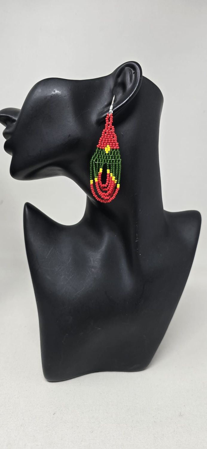 Burkina Faso Flag Handmade Beaded Earrings | Wear Your Heritage, Empower African Makers - Burka