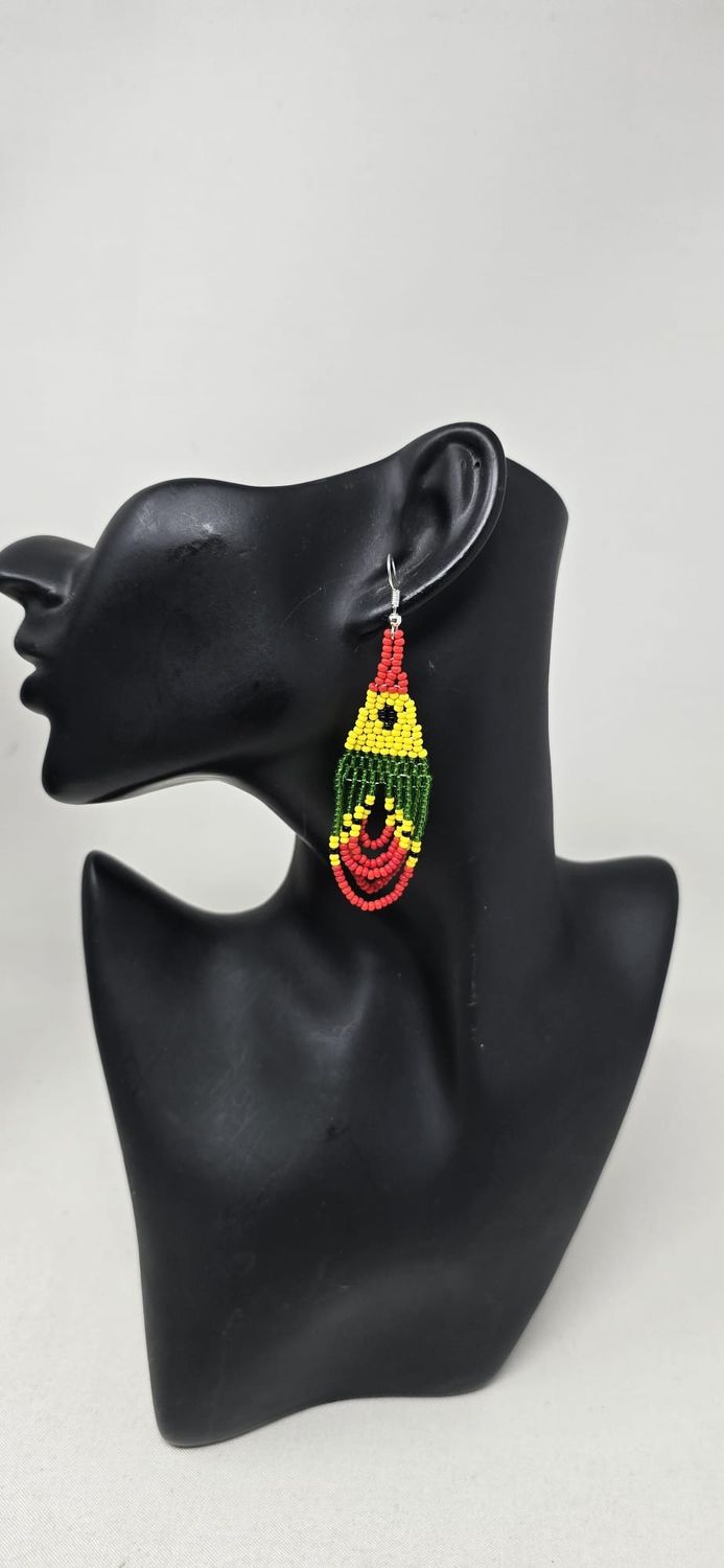 Ghana Flag Handmade Beaded Earrings | Celebrate Ghanaian Pride and Support Tanzanian Artisans - Gana