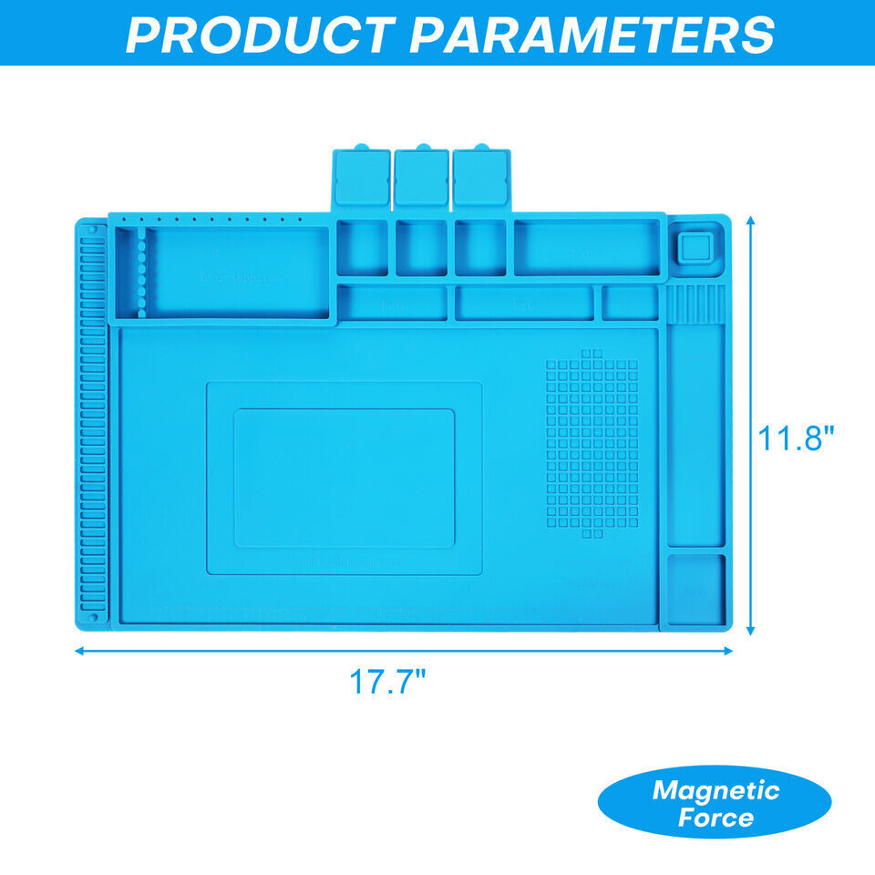 Anti Static Silicone Pad Magnetic Repair Work Mat for BGA Phone Heat Resistant 11.8x 17.7&quot;