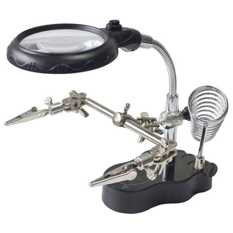 Helping Hands Magnifying Glass With Soldering Station With Led Light And 3.5x 12