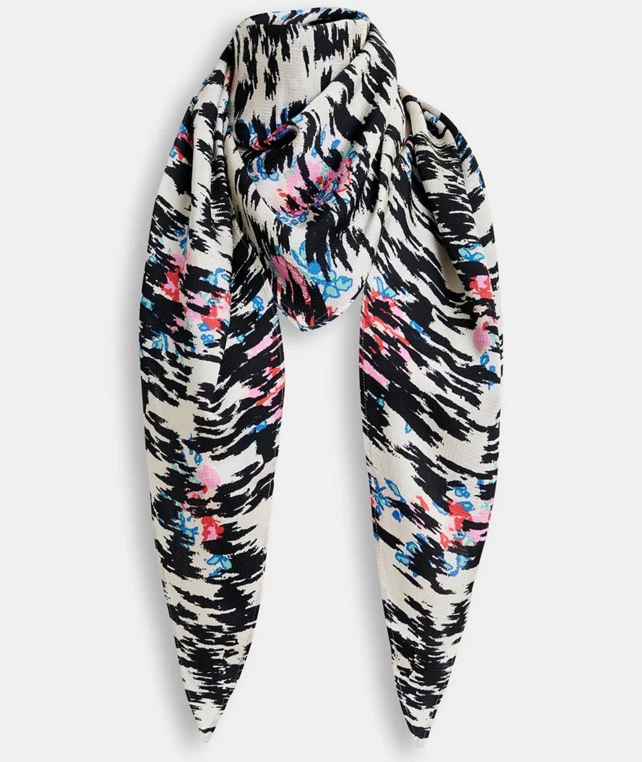 Foulard Essentiel à imprimé zèbre noir, blanc et multicolore