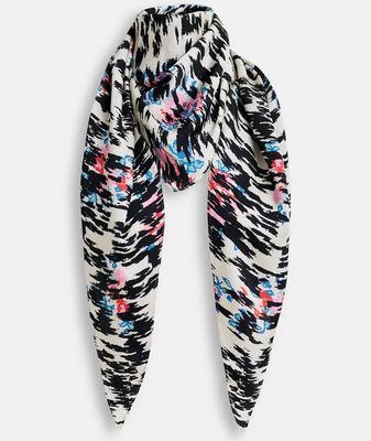 Foulard Essentiel à imprimé zèbre noir, blanc et multicolore