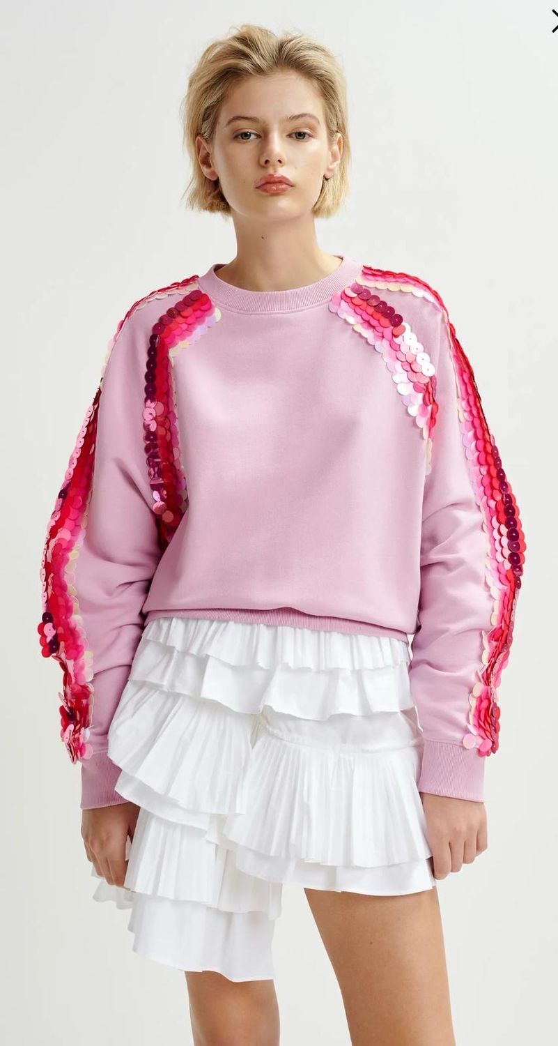 Sweatchirt Essentiel en coton bio mauve à broderie