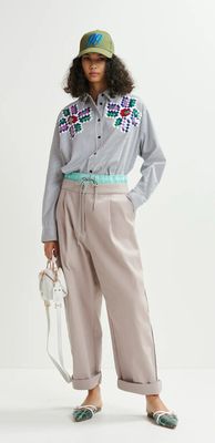 Chemise Essentiel noire et blanche à rayures et paillettes
