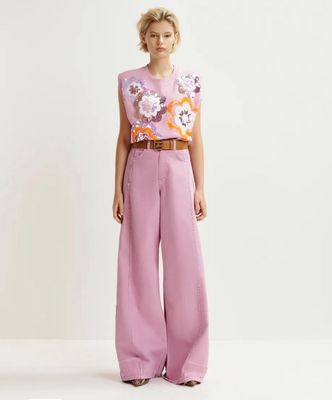Sweatchirt Essentiel sans manches mauves à paillette