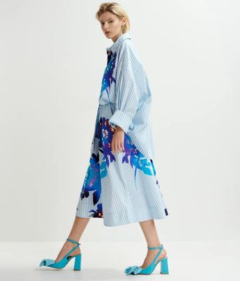 Chemise Essentiel en coton à rayures bleu clair, blanc et bleu foncé