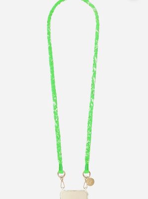 Cordon de téléphone tressé bandana vert fluo 120cm