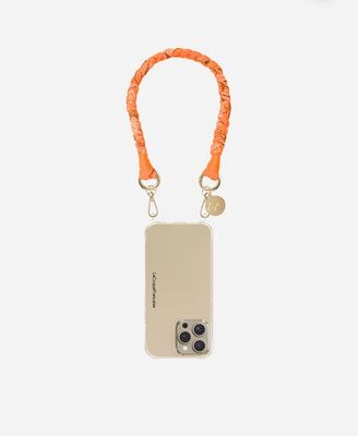 Chaîne courte pour téléphone tressé bandana orange 40cm