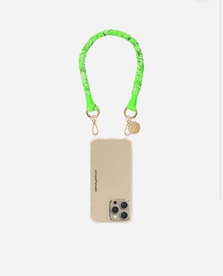 Chaîne courte pour téléphone tressé bandana vert fluo 40 cm