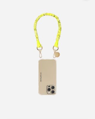 Chaîne courte pour téléphone tressé bandana jaune fluo 40 cm