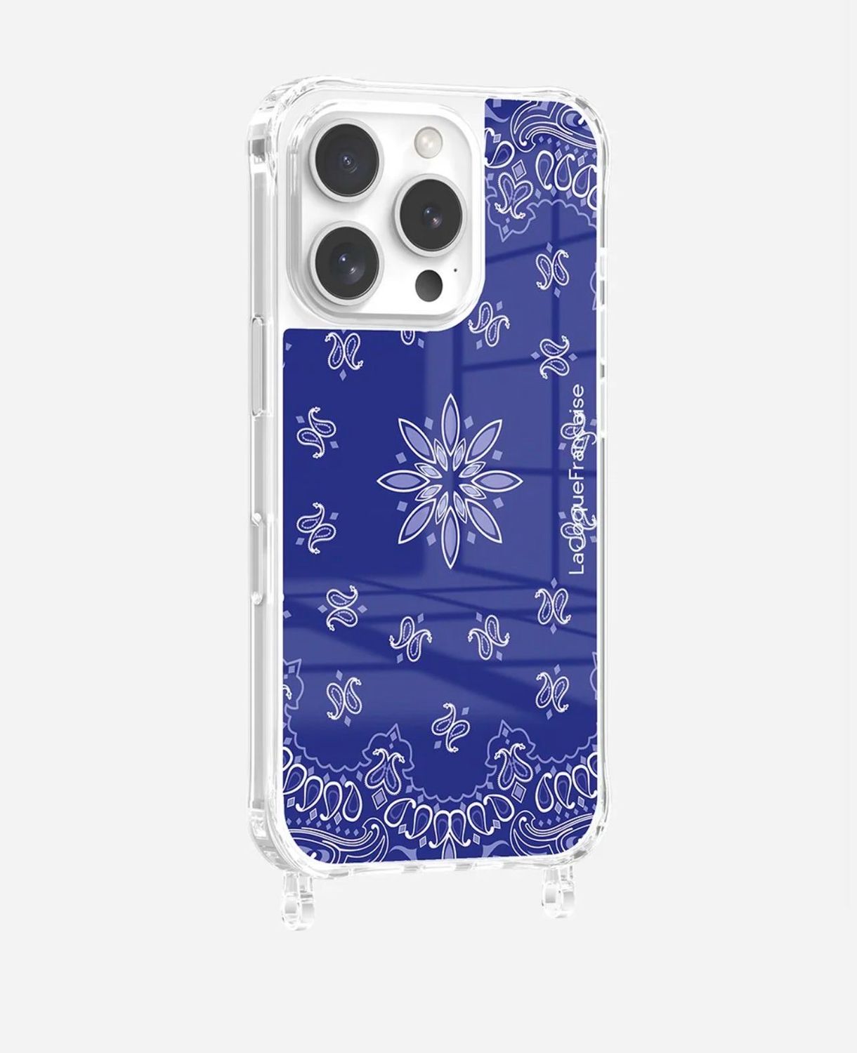 Coque à 2 anneaux iPhone imprimée bandana bleu