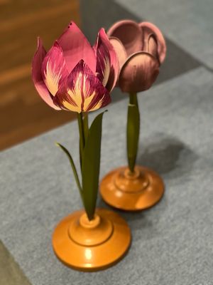 Porte bougie tulipe (les 2) mauve