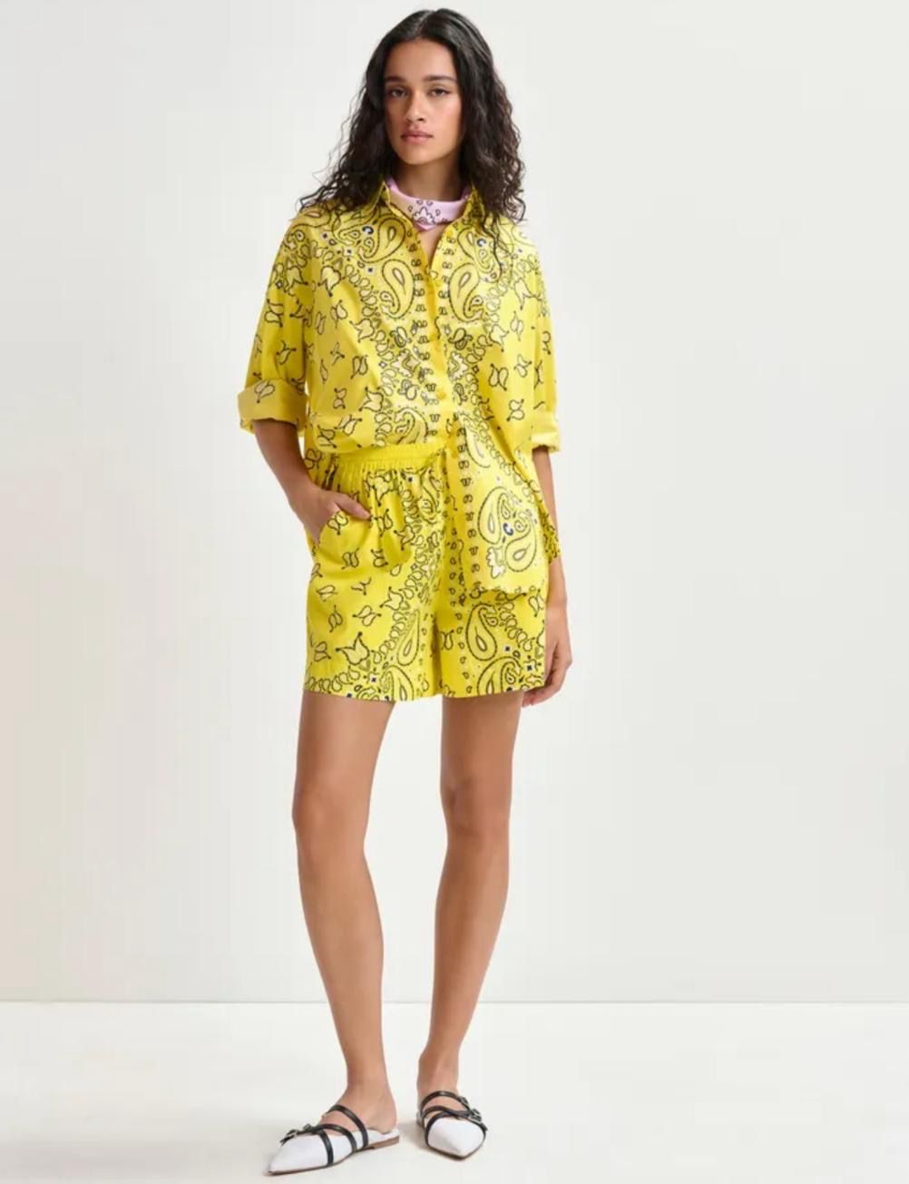 Chemise Essentiel oversize à imprimé bandana jaune et noire