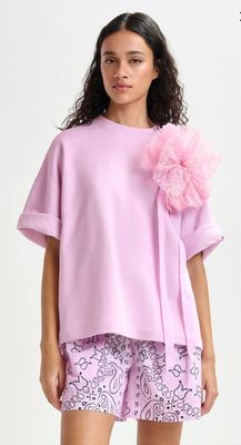 Sweat-shirt Essentiel rose clair avec broche en maille amovible