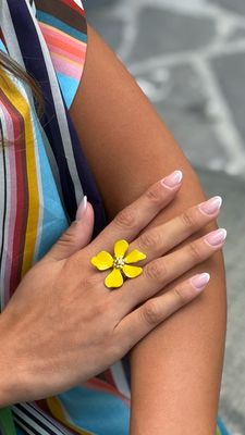 Bague marguerite jaune
