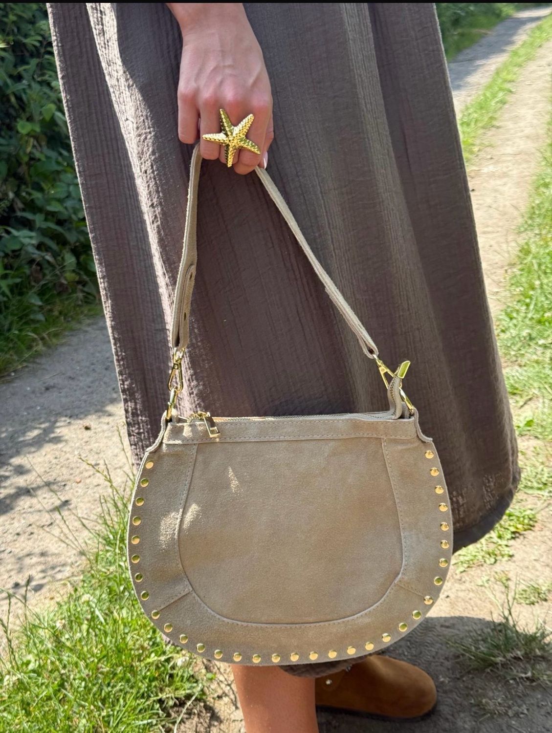 Sac Roma en daim sable