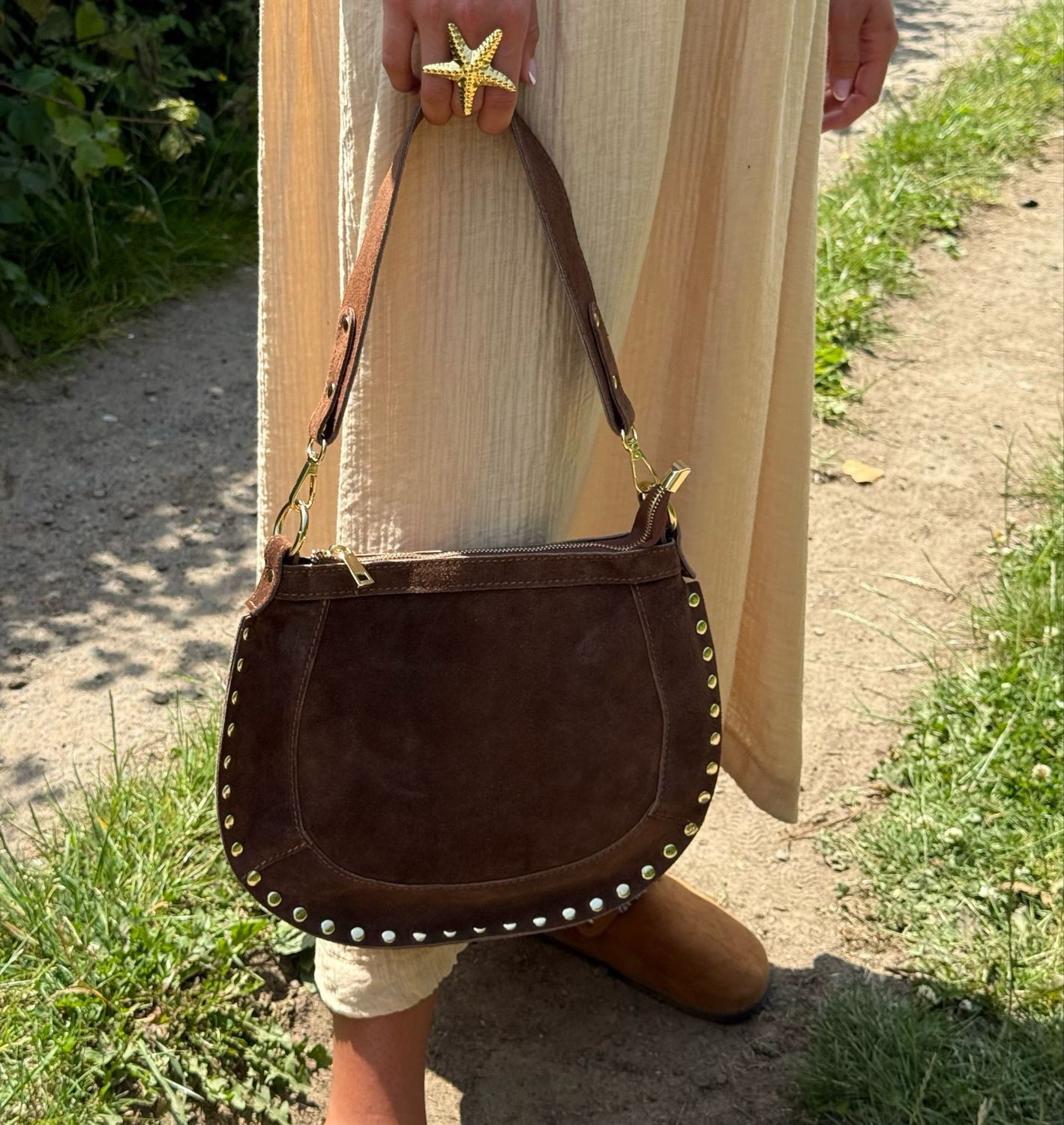 Sac Roma en daim chocolat
