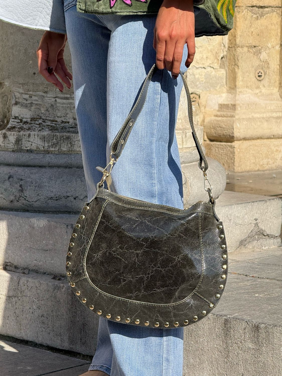 Sac Diana kaki cuir