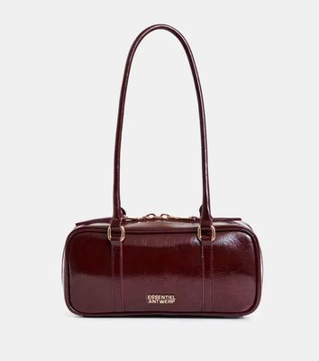 Sac baguette à bandoulière laqué bordeaux Essentiel Antwerp