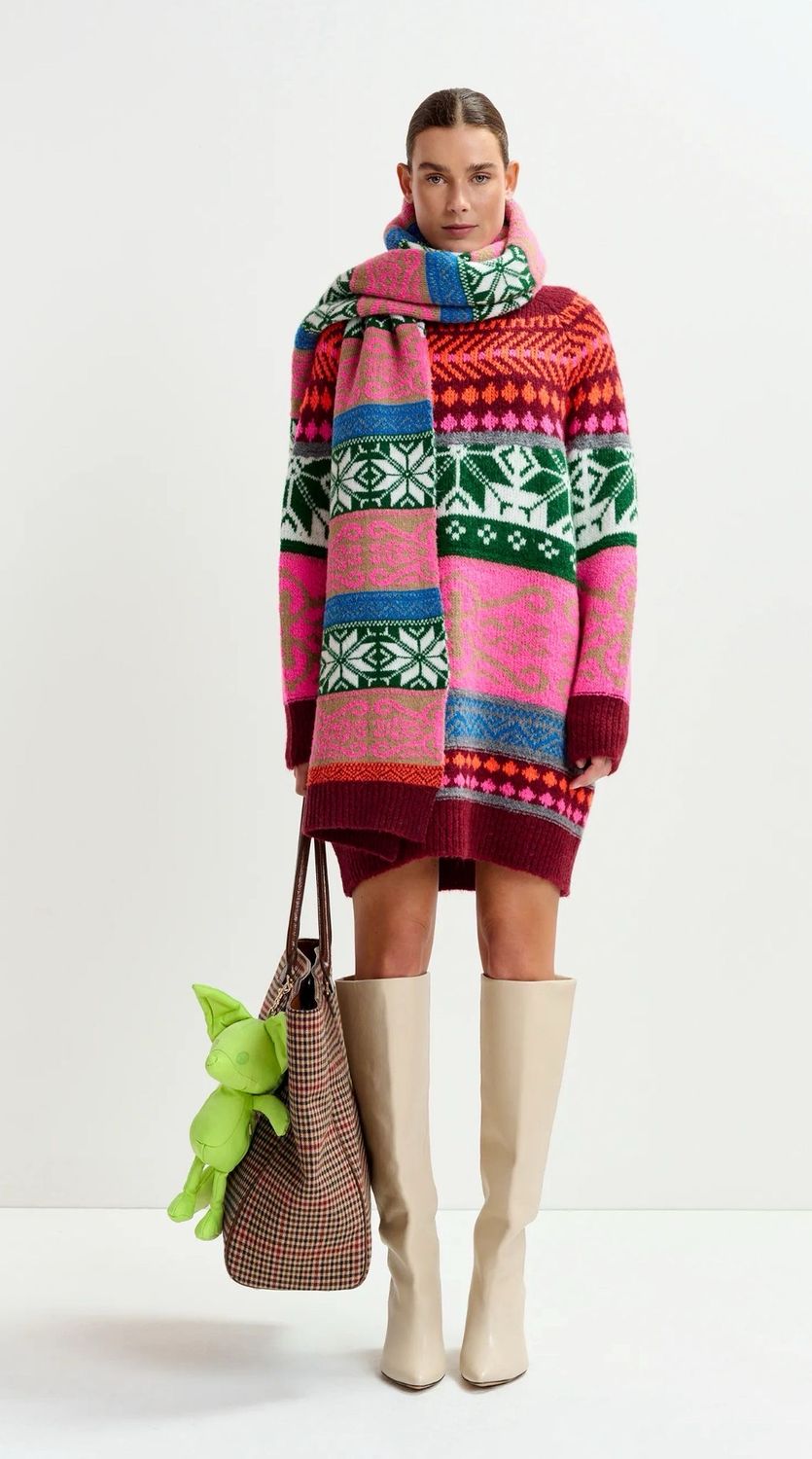 Robe en maille jacquard multicolore ESSENTIEL ANTWERP