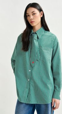 Chemise à rayures verte et blanche avec cravate amovible