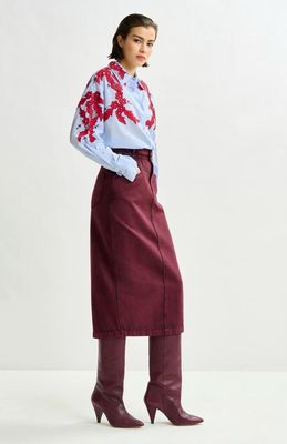 Chemise en coton à strass bleue et bordeaux