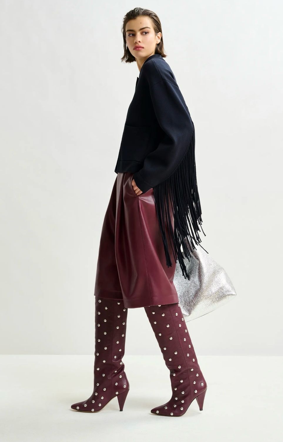 Bermuda en faux cuir bordeaux Essentiel Antwerp