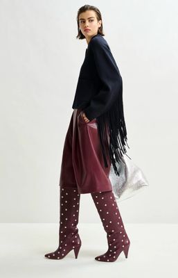 Bermuda en faux cuir bordeaux