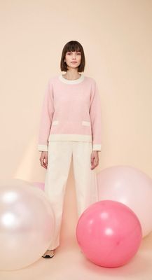 Pull Jeff Gigi rose et écru