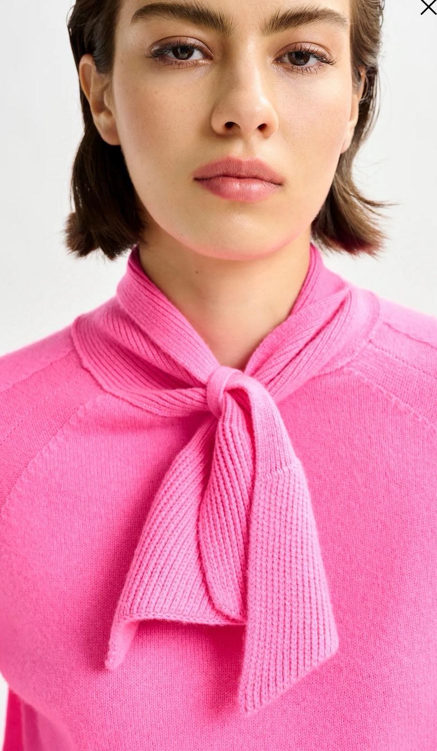 Pull lavallière Essentiel en cachemire rose