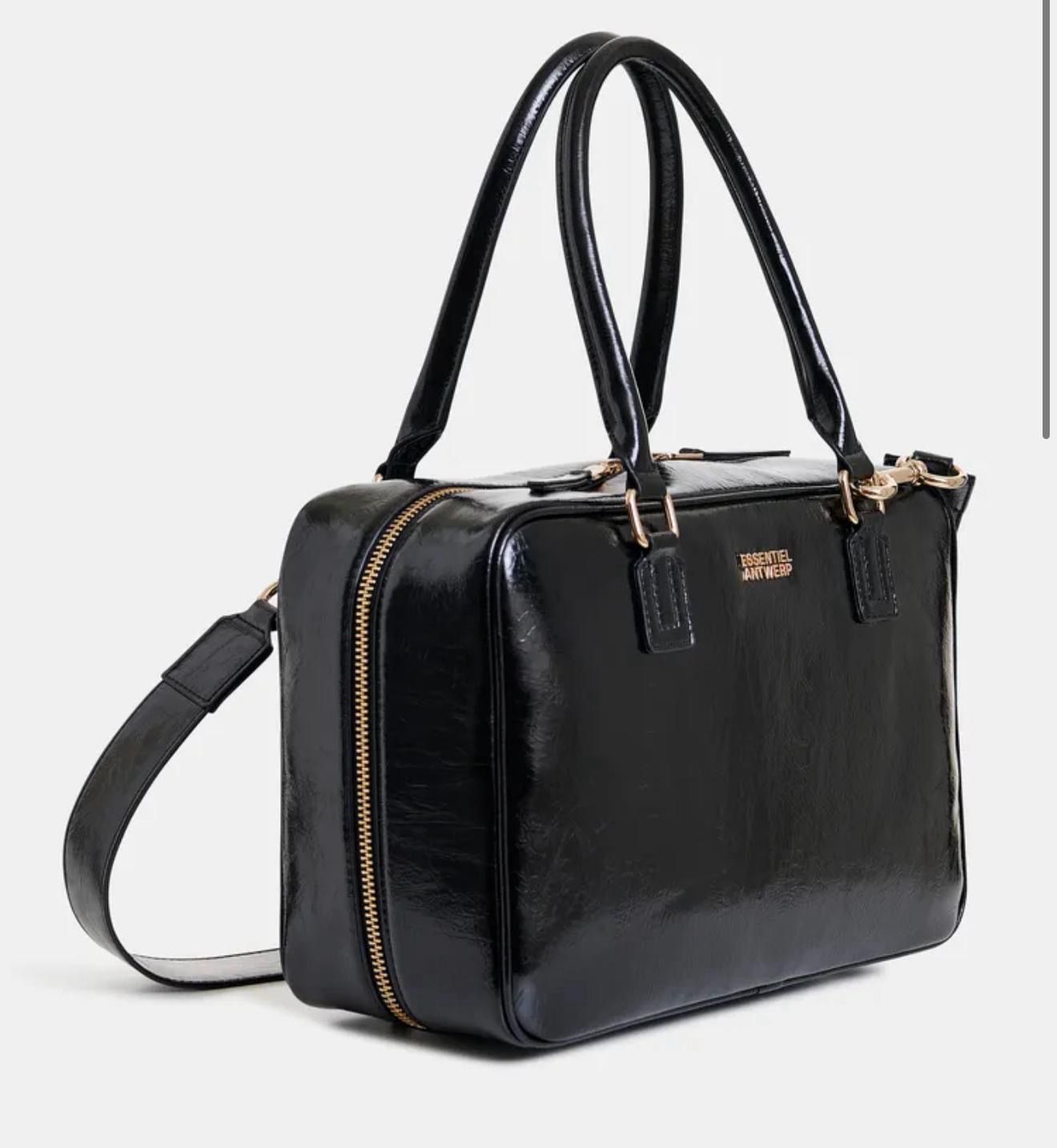 Sac bandoulière Essentiel structuré noir laqué