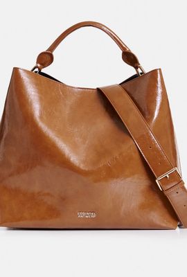 Cabas Essentiel marron brillant avec bandoulière amovible
