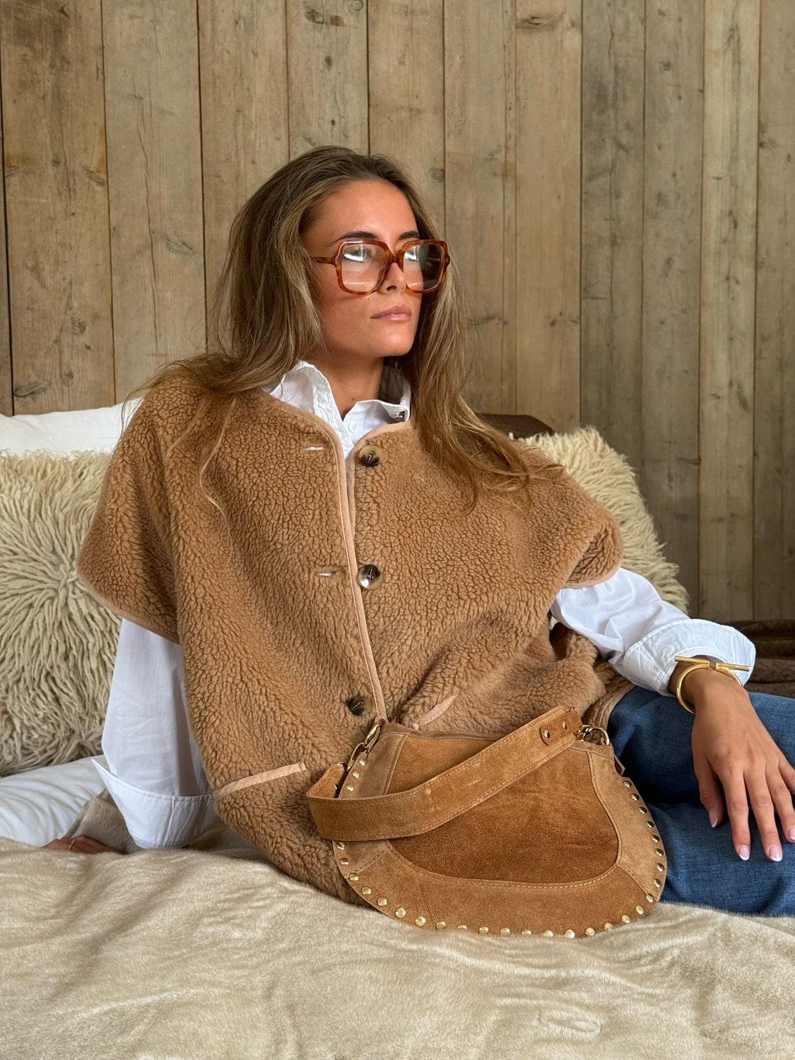 Gilet Julia en polars caramel