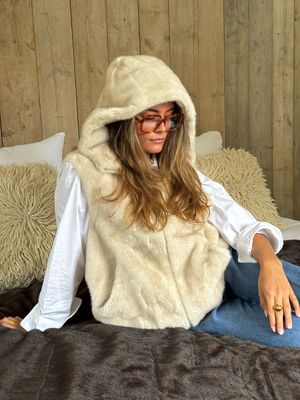 Gilet Charlie en fausse fourrure écru