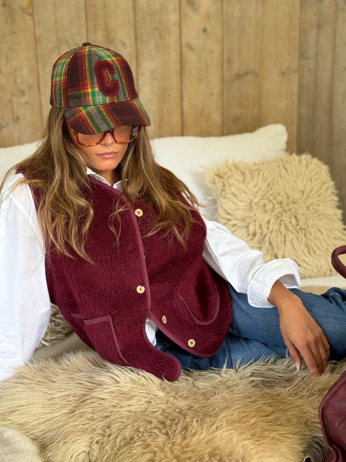 Gilet Mila en polard bordeaux
