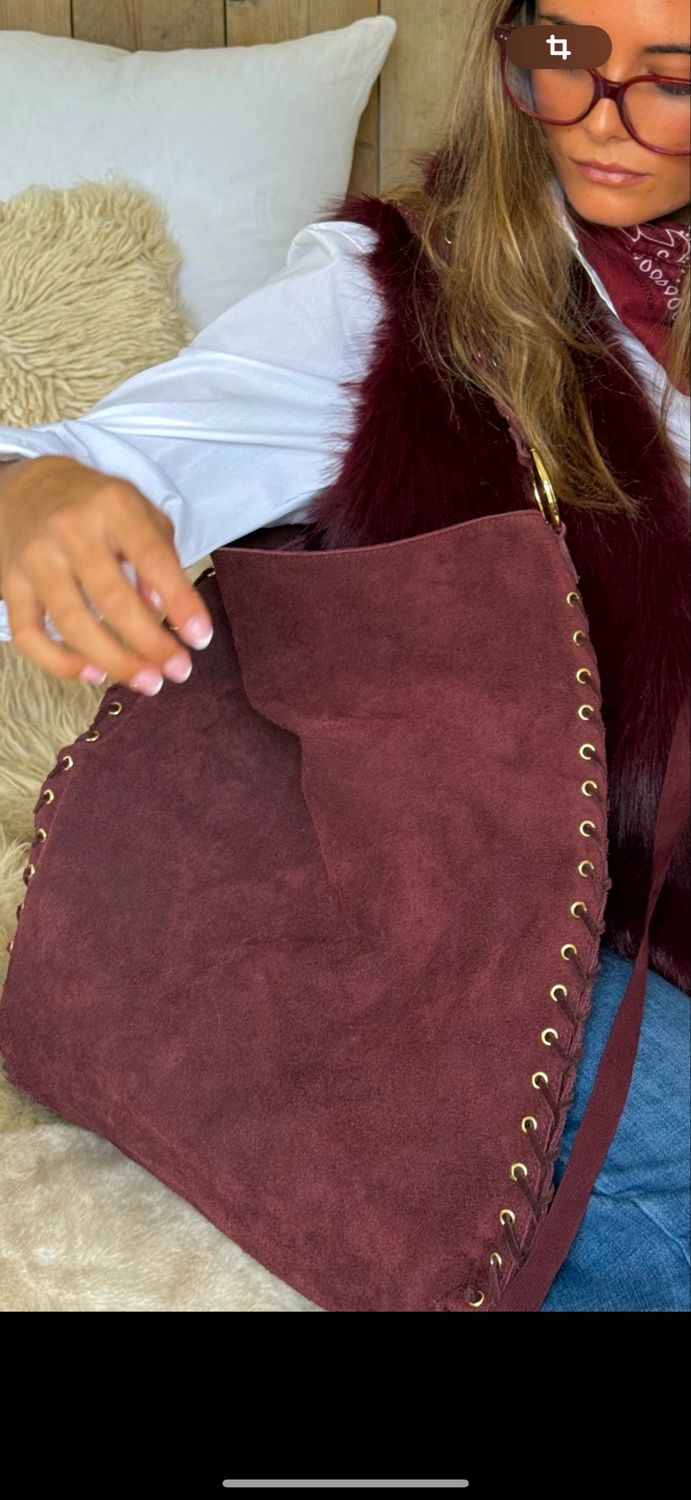 Sac Fanny daim bordeaux