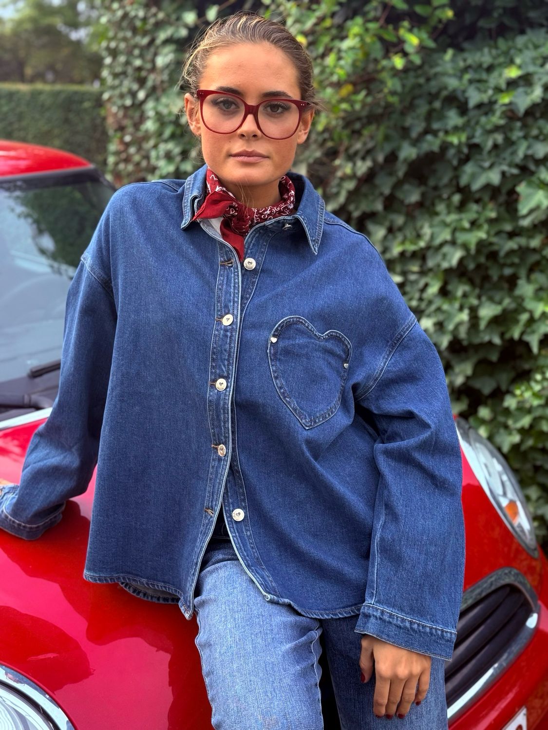 Chemise cœur en jeans