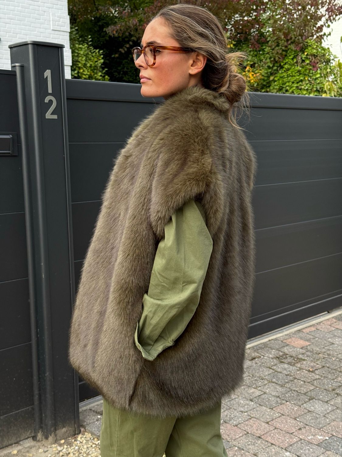 Gilet fausse fourrure Malou kaki