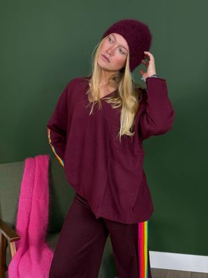 Pull V arc en ciel bordeaux Pull V arc en ciel bordeaux