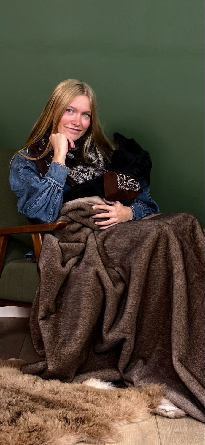 Plaid chocolat fausse fourrure ROSE METAL Plaid chocolat fausse fourrure ROSE METAL