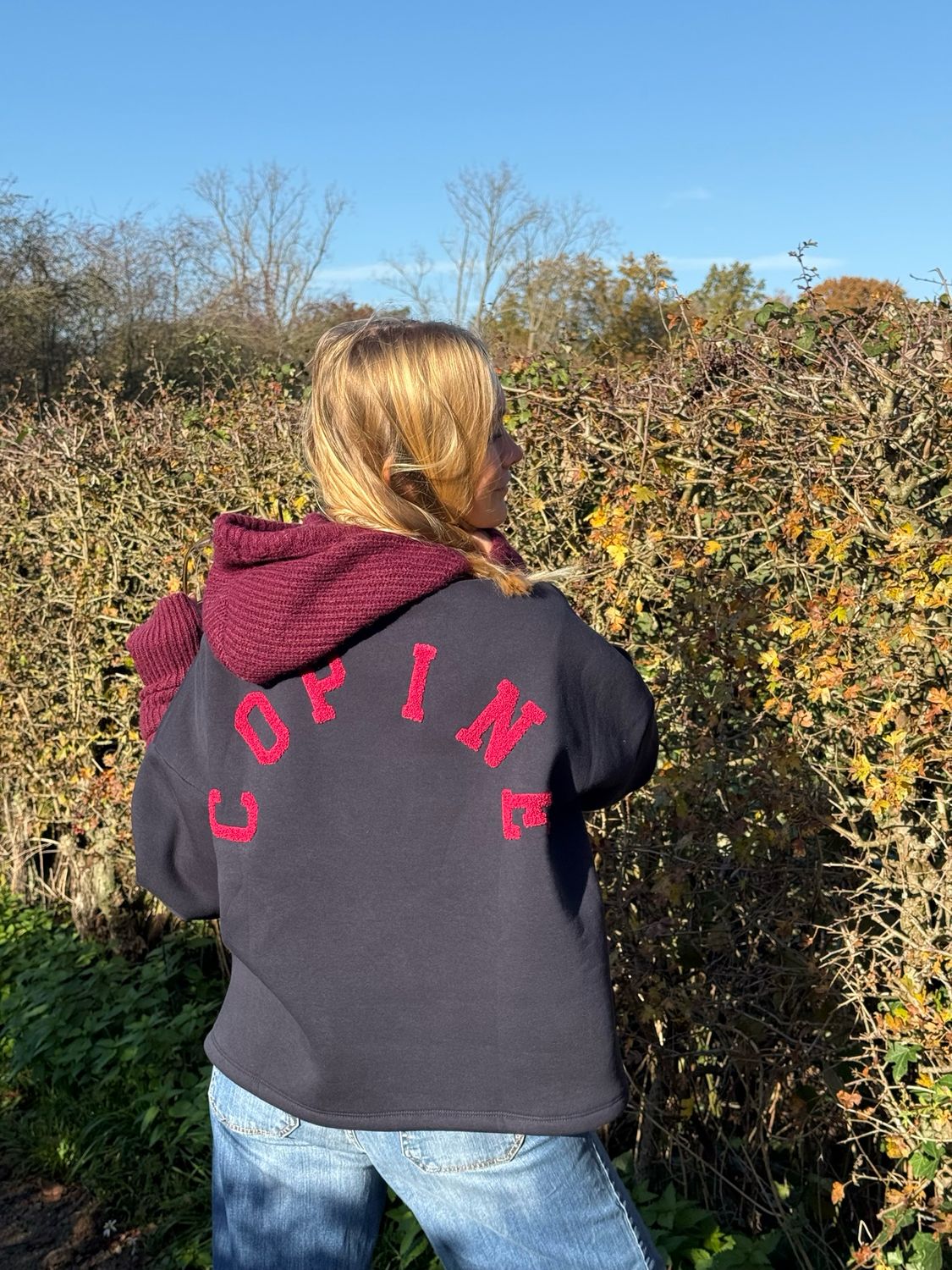 Sweat copine marine/Bordeaux