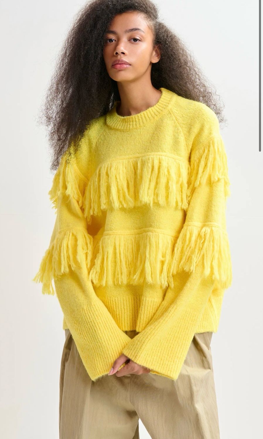 Pull Essentiel à franges jaune